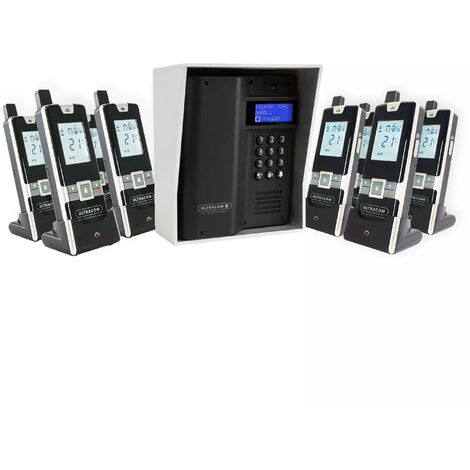 Interphone 600 mètres sans-fil longue portée autonome digicode écran LCD - UltraCOM3 NOIR visière argentée + 8 combinés