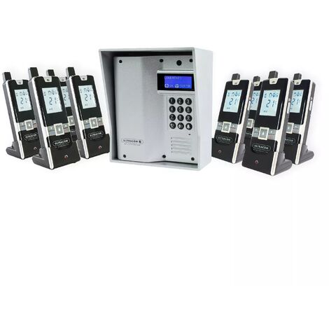 Interphone 600 mètres sans-fil longue portée autonome digicode écran LCD - UltraCOM3 visière argentée + 8 combinés