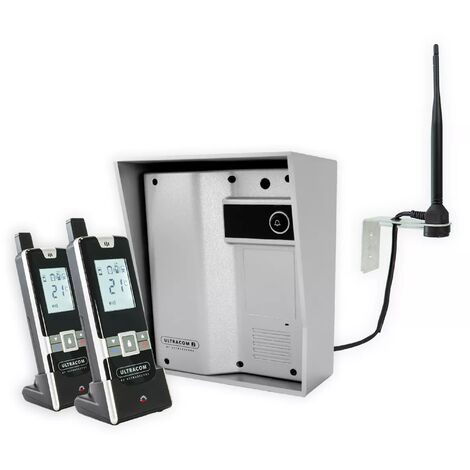 Interphone 600m autonome sans-fil UltraCOM2 SOLO visière argentée + 2 combinés + antenne : contourner obstacle / pilier