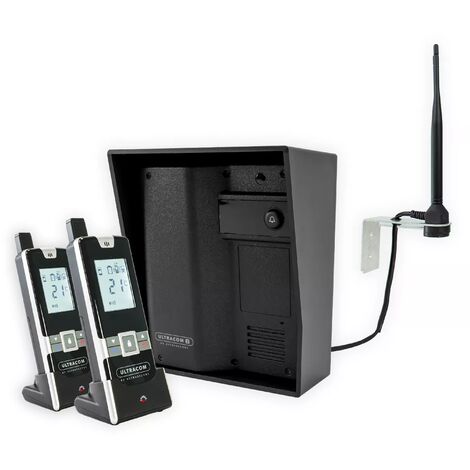 Interphone 600m autonome sans-fil - UltraCOM2 SOLO visière noire + 2 combinés + antenne : contourner obstacle / pilier
