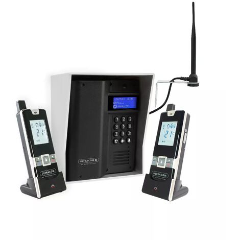 Interphone 600m autonome sans-fil - UltraCOM3 visière argentée + 2 combinés + antenne : "contourner obstacle / pilier"