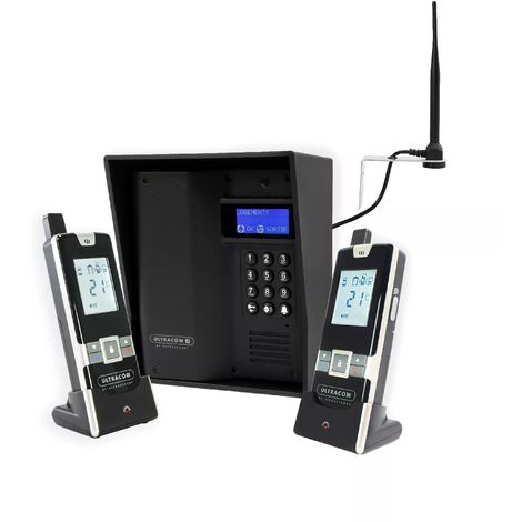 Interphone 600m autonome sans-fil - UltraCOM3 visière noire + 2 combinés + antenne : "contourner obstacle / pilier"