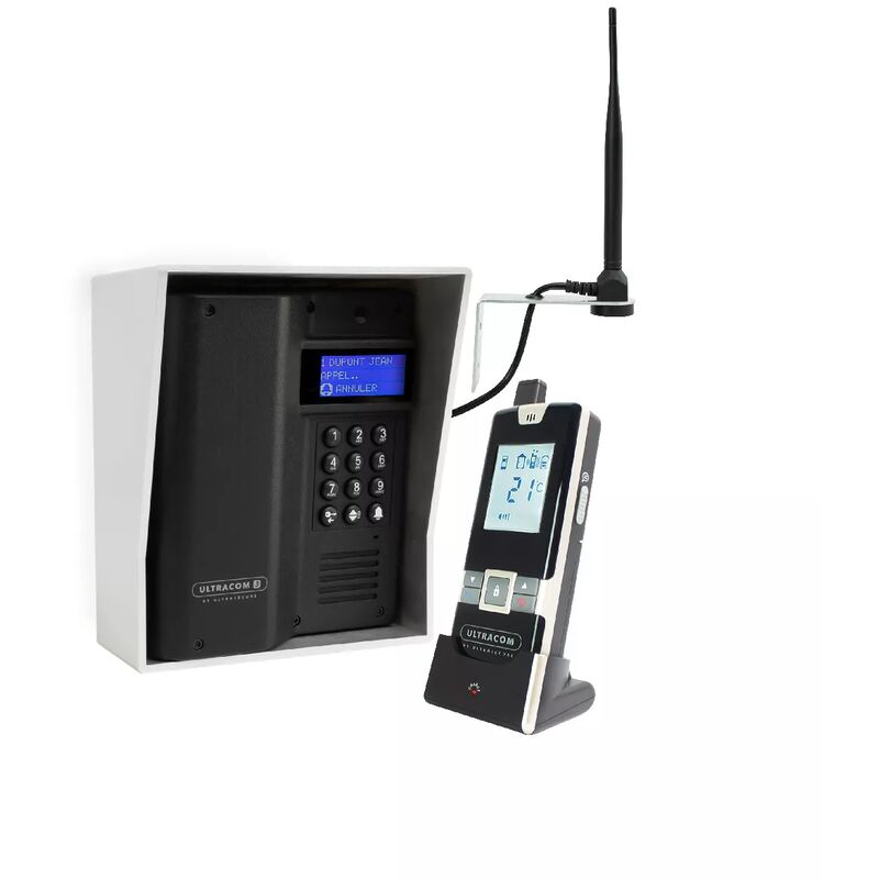 Ultra Secure - Interphone 600m autonome sans-fil - UltraCOM3 visière argentée + combiné + antenne : 'contourner obstacle / pilier'