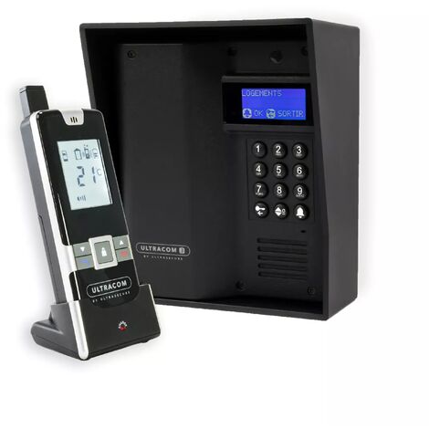 Interphone autonome sans-fil 600 mètres longue distance écran LCD - UltraCOM3 NOIR + visière noire + combiné