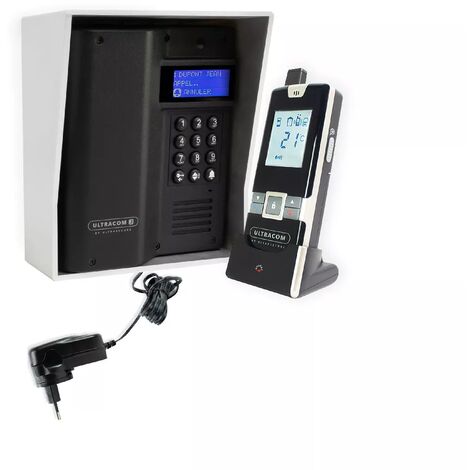 Interphone autonome sans-fil longue distance 600 mètres UltraCOM3 avec visière argentée + combiné + transformateur 12V