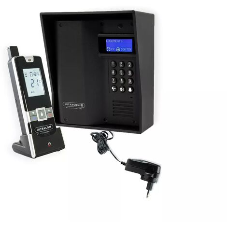 Interphone autonome sans-fil longue distance 600 mètres UltraCOM3 avec visière noire + combiné + transformateur 12V
