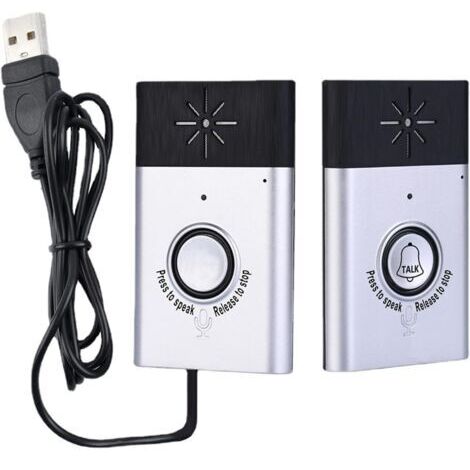 Interphone bidirectionnel avec moniteur et sonnette vocale, comprenant un bouton pour l'unité extérieure et un bouton pour l'unité intérieure, et une sonnette intelligente, couleur argent.