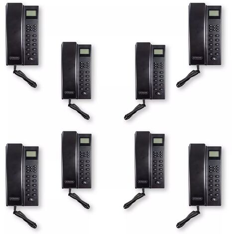 Interphone de bureau sans-fil 300 mètres - 8 Stations d'appel noires alimentées et/ou autonomes (avec écran LCD)