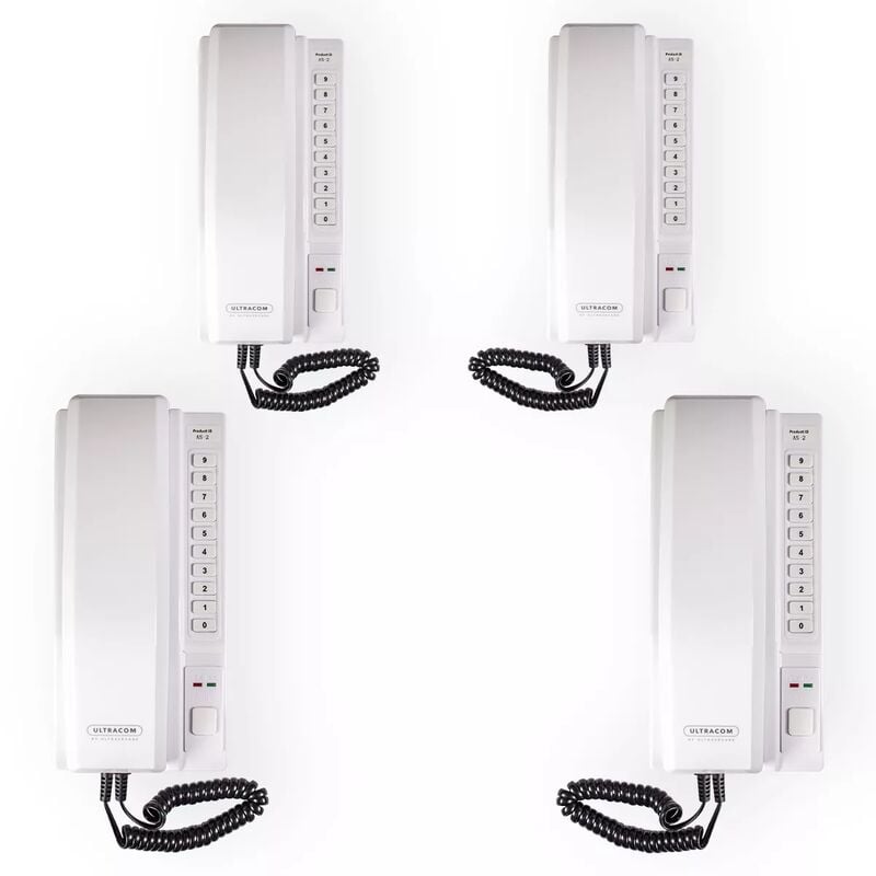 Ultra Secure - Interphone de bureau sans-fil 800 mètres - 4 Stations d'appel alimentées et/ou autonomes