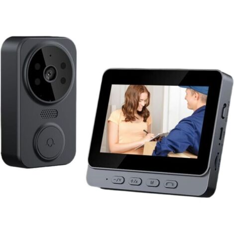 Interphone et visiophone, Sonnette vidéo, système d'interphone vidéo, vision nocturne, audio bidirectionnel, angle de vision de 70°, sonnette avec moniteur-caméra