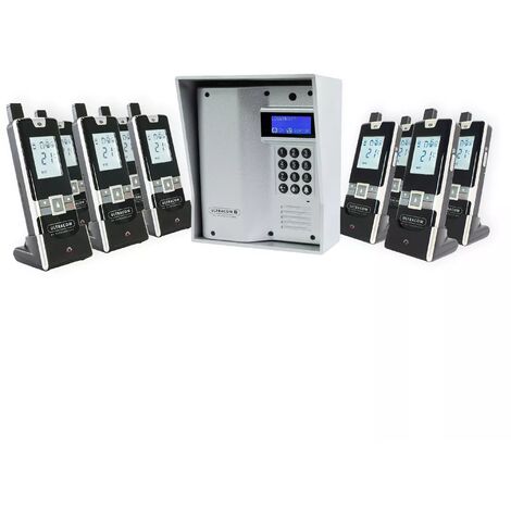 Interphone hôpital / Maison de santé - sans-fil (600m) autonome - UltraCOM3 visière argentée + 9 combinés mobiles
