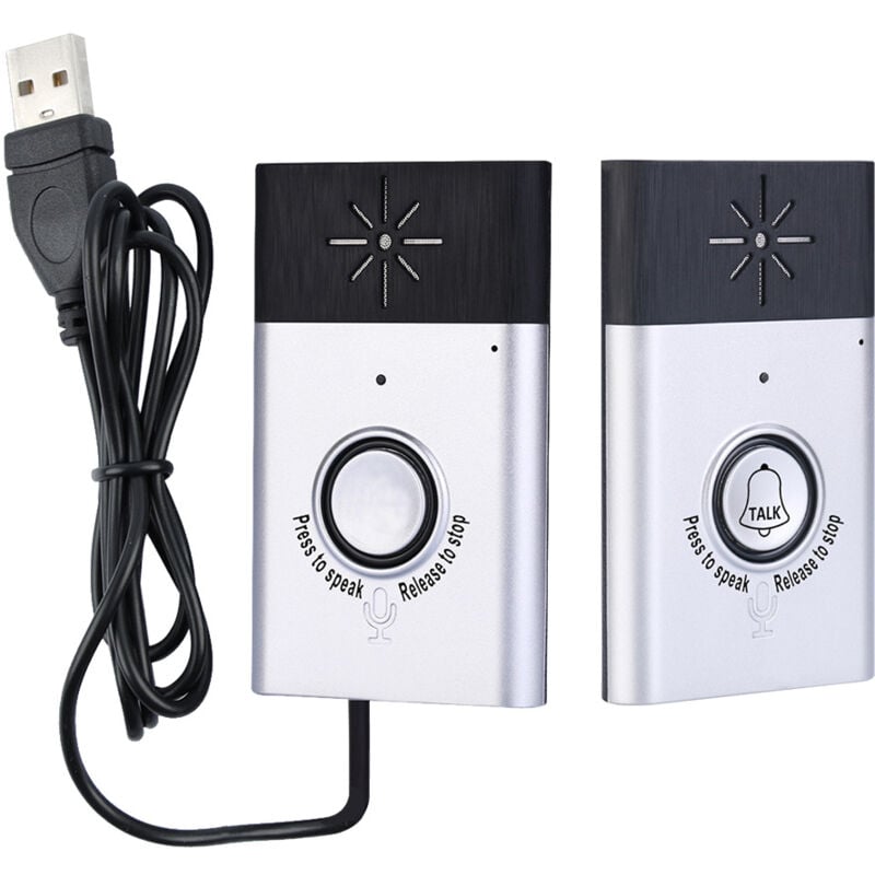 Interphone portable bidirectionnel avec sonnette et portée de fonctionnement de plus de 600 pieds Argent (piles non incluses)
