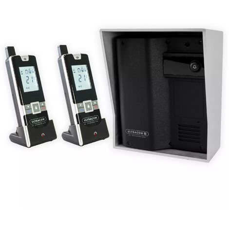 Interphone sans-fil alimenté sur portail 600m longue distance - UltraCOM2 NOIR 600-SOLO visière argentée + 2 combinés