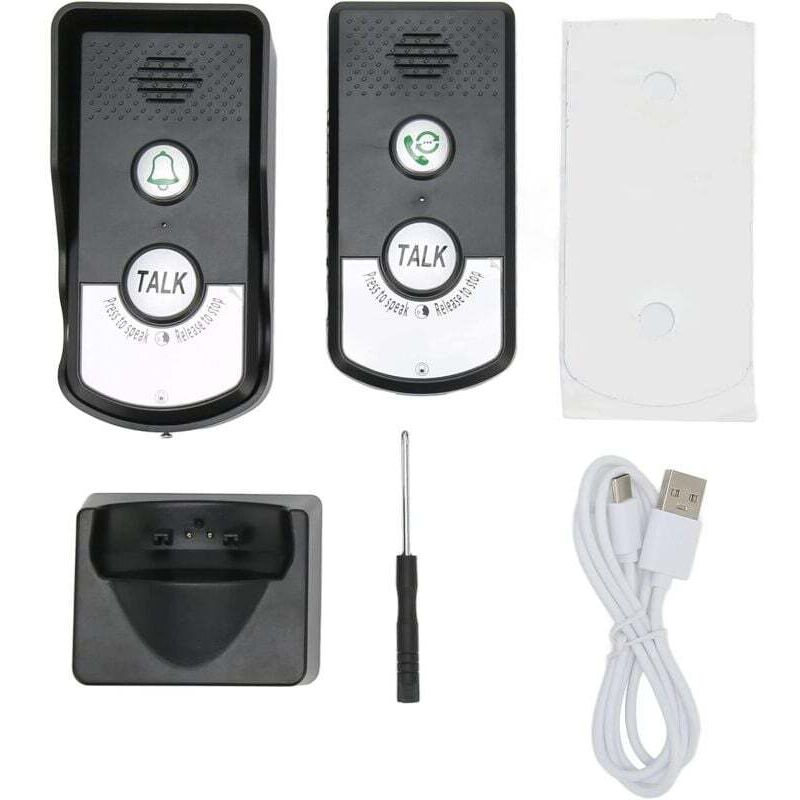 Interphone sans Fil, IP54 Système D'interphone sans Fil Bidirectionnel étanche, Sonnette sans Fil Longue Portée de 1000 m, Système D'interphone,noir