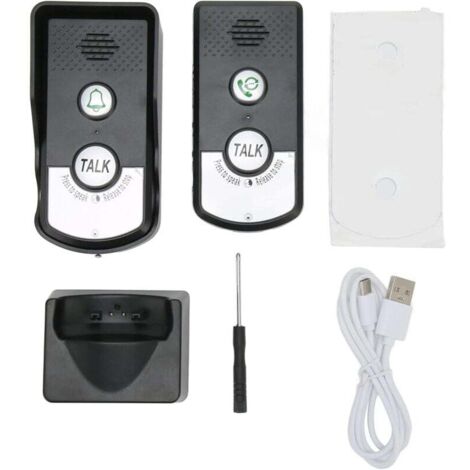 Interphone sans Fil, IP54 Système D'interphone sans Fil Bidirectionnel étanche, Sonnette sans Fil Longue Portée de 1000 M, Système D'interphone,noir