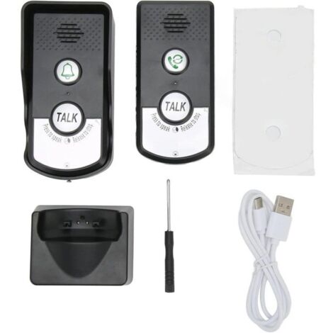 Interphone sans Fil, IP54 Système D'interphone sans Fil Bidirectionnel étanche, Sonnette sans Fil Longue Portée de 1000 M, Système D'interphone,noir