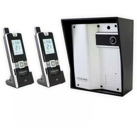 Interphone sans-fil ouverture gâche / portail via combiné - UltraCOM2 + visière noire + 2 combinés