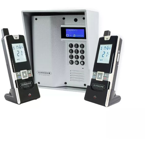 Interphone sans-fil ouverture gâche / portail via combiné - UltraCOM3 + visière argentée + 2 combinés