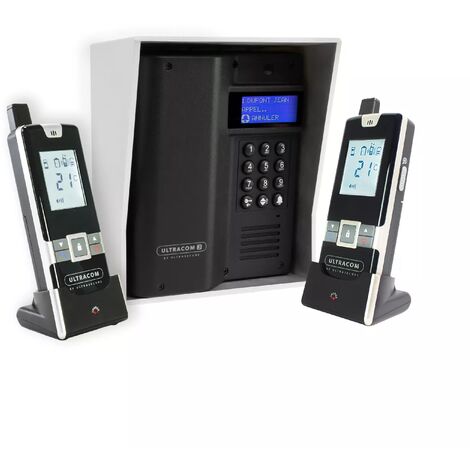 Interphone sans-fil ouverture gâche / portail via combiné - UltraCOM3 + visière argentée + 2 combinés