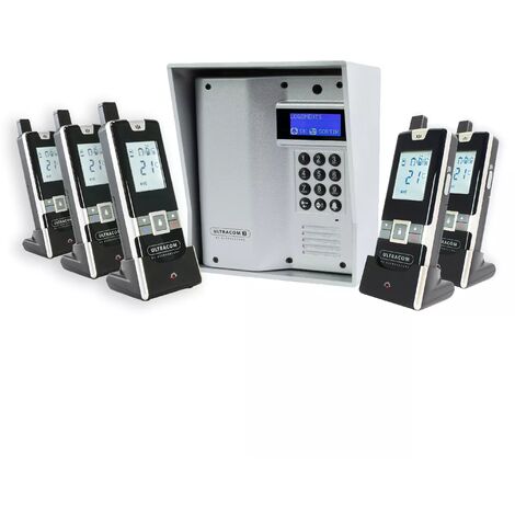 Interphone sans-fil ouverture gâche / portail via combiné - UltraCOM3 + visière argentée + 5 combinés