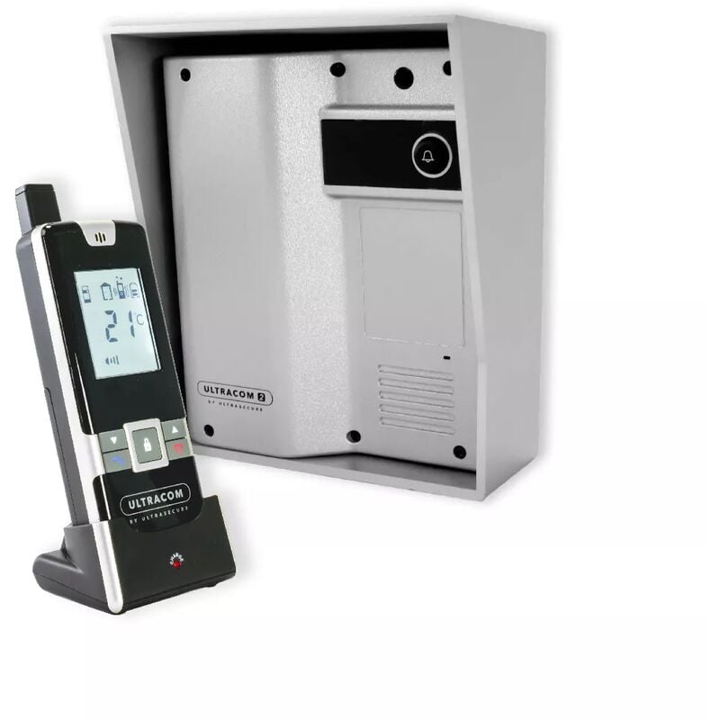 Ultra Secure - Interphone sans-fil ouverture gâche / portail via combiné - UltraCOM2 + visière argentée + 1 combiné