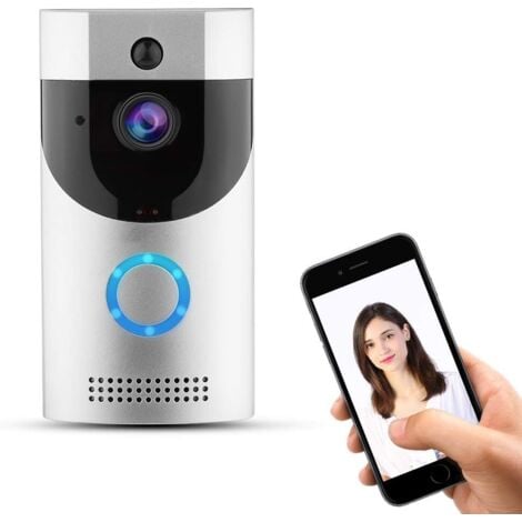 Interphone Sonnette sans Fil, caméra vidéo sans Fil Visible avec Sonnette vidéo Intelligente avec Vision Nocturne Infrarouge/Alerte d'urgence/Surveillance par téléphone Portable