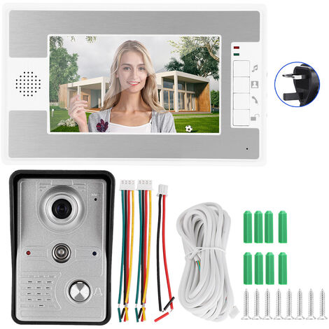 Interphone vidéo filaire de 7 pouces avec écran TFT et système d'accès à distance à vision nocturne 100-240VUK