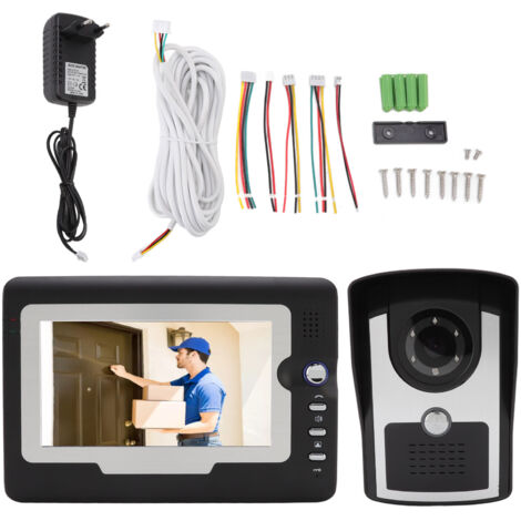 Interphone Vidéo HD 12 Sonnettes, Écran LCD TFT, Alimentation 100‑240V, Prise UE pour Sécurité Domestique