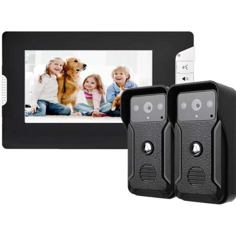 Interphone Vidéo, Interphone Vidéo Filaire avec Écran LCD de 7 Pouces avec Caméra Extérieure 1000TVL Support de Vision Nocturne IR Surveillance Déverrouillage Interphone Bidirectionnel (EU)