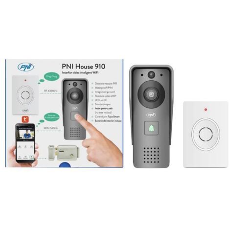 Interphone vidéo - PNI - House 910 - WiFi HD - P2P - Vision nocturne infrarouge