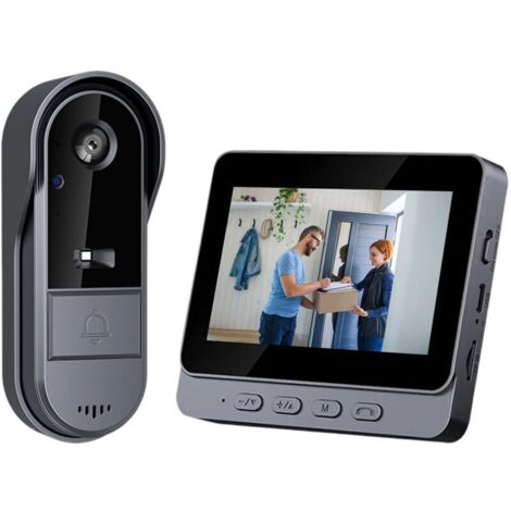 Interphone vidéo sans fil étanche IP65 - Caméra 1080P - Écran IPS 4,3" - Angle 170° - Vision nocturne IR - Audio bidirectionnel - Pour extérieur