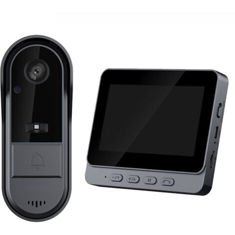Interphone vidéo sans fil étanche IP65 - Caméra 1080P - Écran IPS 4,3" - Angle 170° - Vision nocturne IR - Audio bidirectionnel - Pour extérieur