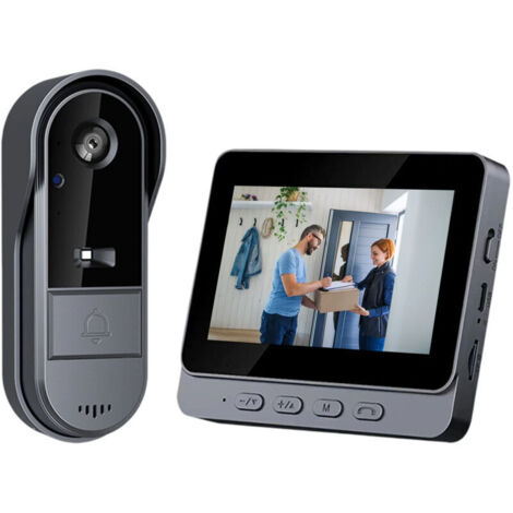 Interphone vidéo sans fil étanche IP65 - Caméra 1080P - Écran IPS 4,3" - Angle 170° - Vision nocturne IR - Audio bidirectionnel - Pour extérieur