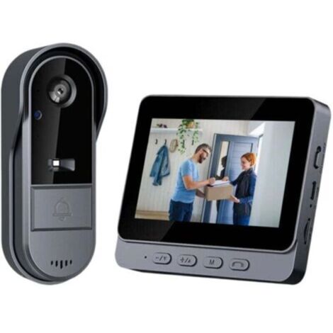 Interphone vidéo sans fil étanche IP65 - Caméra 1080P - Écran IPS 4,3\" - Angle 170° - Vision nocturne IR - Audio bidirectionnel - Pour extérieur