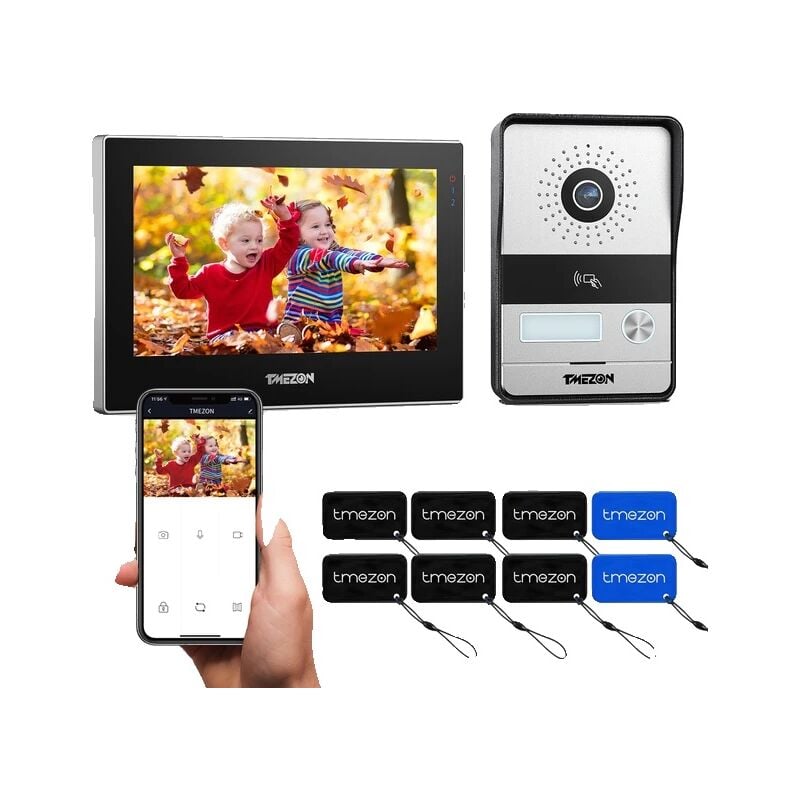 Interphone vidéo WiFi, écran tactile 7 pouces, sonnette filaire 1080P, 1M1D