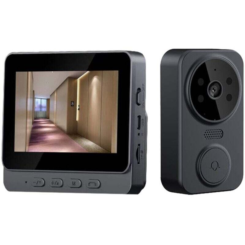 Trimec - Interphone visuel sans fil 2,4 g avec écran ips de 4,3 pouces, sonnette intelligente de surveillance vidéo haute définition sans fil,