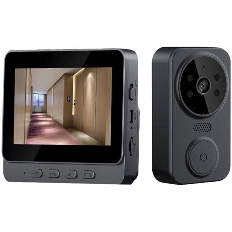 SNQ - Interphone visuel sans fil 2,4 g avec écran ips de 4,3 pouces, sonnette intelligente de surveillance vidéo haute définition sans fil,
