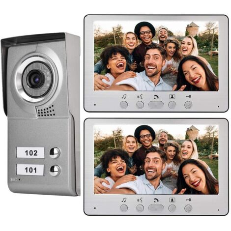 Interphonie Vido avec cran LCD 7", Fonction Monitoring, Micros et Haut-parleurs Intgr, Visiophone Connect Interphone Video, Sonnette de Camra pour Surveillance