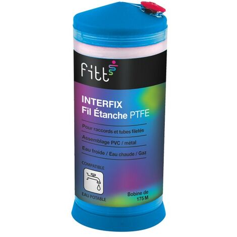 Interplast – Fil étanche PTFE 175m – Pour raccords et tubes filetés – Température d'utilisation -200°C à +240°C – Compatible eau potable et gaz