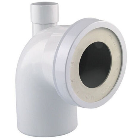 Interplast – Pipe sanitaire courte coudée mâle 100 mm avec piquage 40 mm – PVC blanc pour raccordement étanche – Installation facile dans espaces confinés