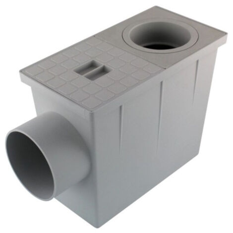 Interplast – Regard de branchement pour eaux pluviales 235 × 125 × 220 mm – Accessoires de fermeture inclus Ø 80-100 – Inspection et siphonnage optimisés