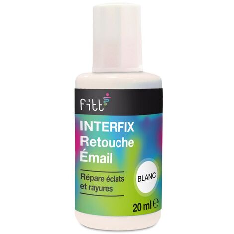 Interplast – Retouche émail 20ml – Blanc brillant pour surfaces émaillées – Résiste à l'eau bouillante et à la vapeur – Sèche en 1 heure