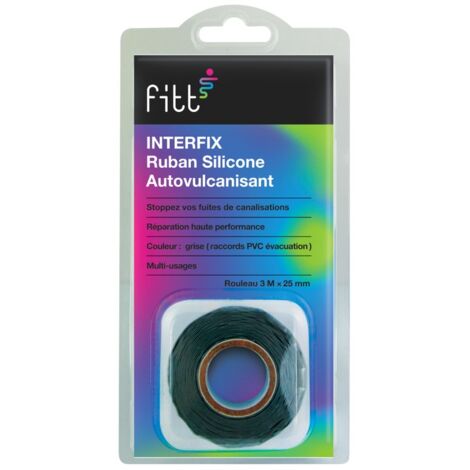 Interplast – Ruban silicone autovulcanisant – Résistant de -40°C à +30°C – Pour colmatage de fuites dans canalisations – 5m x 25mm
