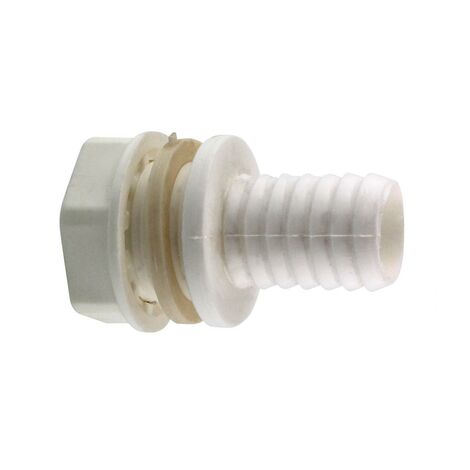 Interplast – Traversée de paroi 3/4'' pour cuve de récupération d'eau – Filetage 20/27 – Embout cannelé diamètre 19 mm – Joint en caoutchouc inclus