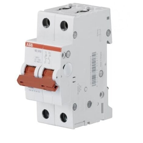 Interrupteur 16A 2P modulaire 25kA bornes vis SD202 G ABB 362001