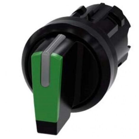 Interrupteur à 3 positions 22 mm noir/vert anti-retour E-O-II, rétroéclairé, boîtier plastique IP69k, Sirius ACT 3SU1002-2BL40-0AA0