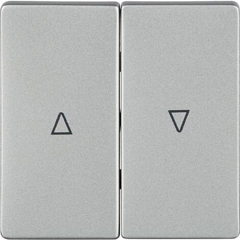 Interrupteur a bascule 2 boutons avec symboles Auf/Ab, aluminium metallique 55x55 mm, type de protectionIP20/1pc