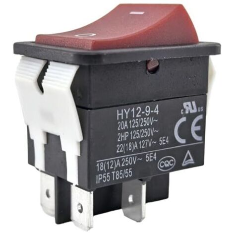 Interrupteur à bascule bipolaire marche/arrêt 20 A 125/250 V 4 broches IP55, pour la commande électrique industrielle et domestique