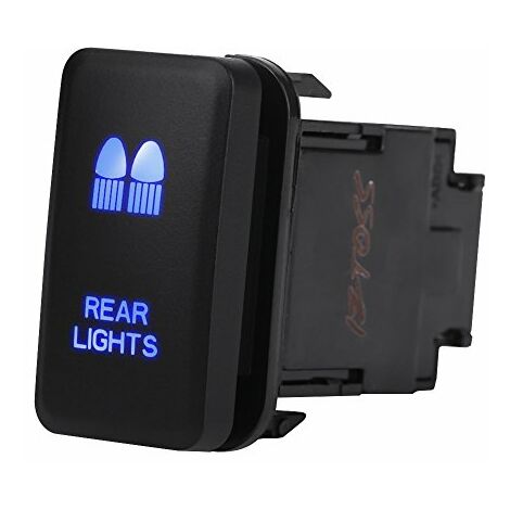 Interrupteur à bascule de Voiture, 12V Commutateur à LED Bleu Contacteur de Commande ON/OFF 38.75 x 20.8mm avec Câble 200MM pour voiture(REAR LIGHTS)