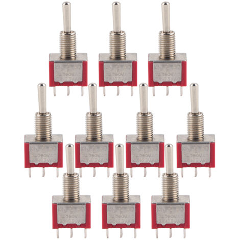 Interrupteur à bascule DPDT 6 broches 10 pièces, 2A 250V AC, 5A 125V AC, 6mm